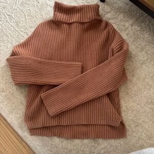 Abercrombie & Fitch Ribbed Cowl Sweater in Dusty Clay
